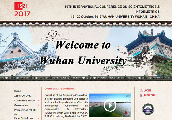 第十六屆國(guó)際科學(xué)計(jì)量學(xué)與信息計(jì)量學(xué)大會(huì)（ISSI） 網(wǎng)站